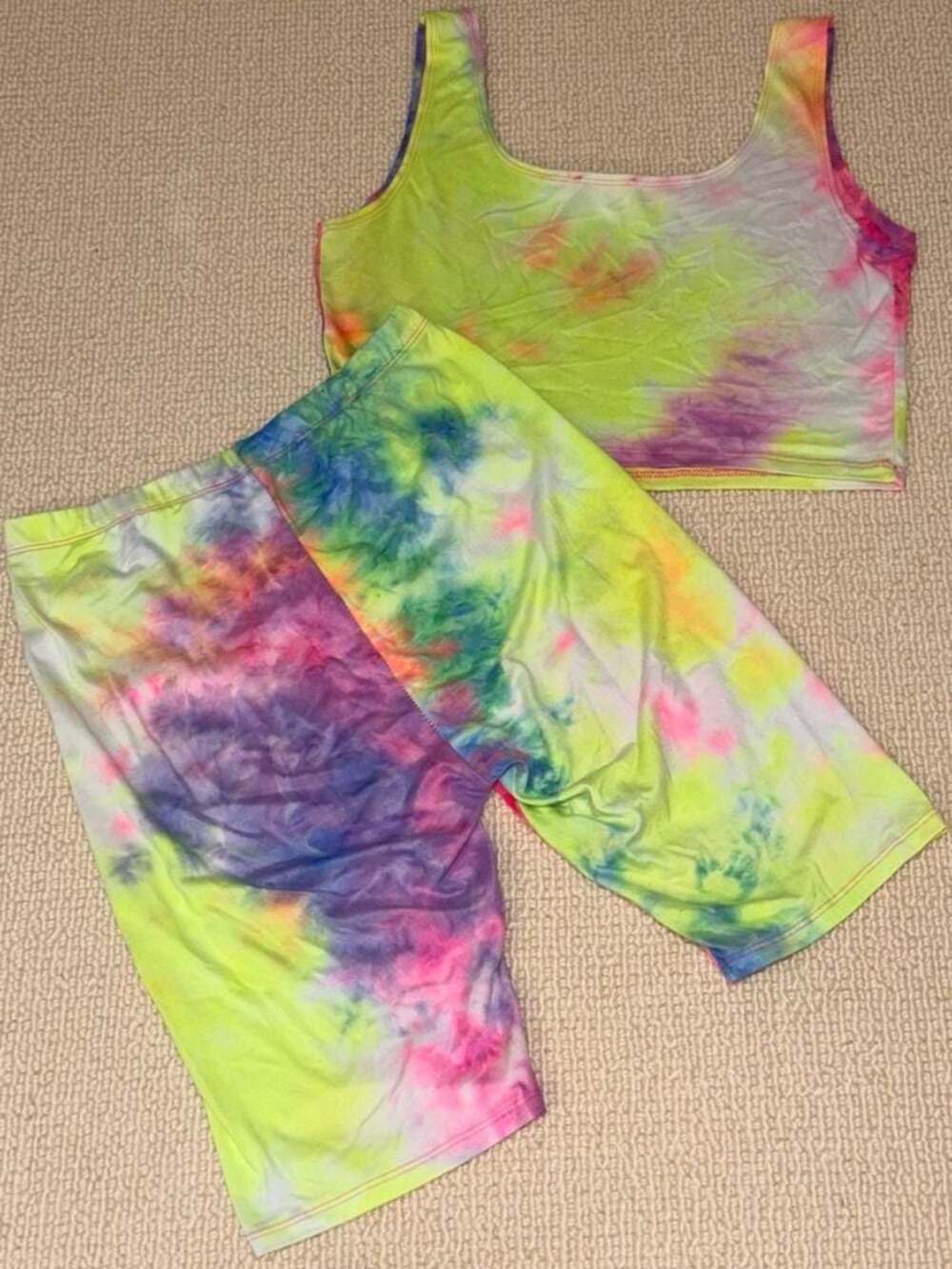 love J Tie Dye Tank Top and Biker Shorts Set ST2448